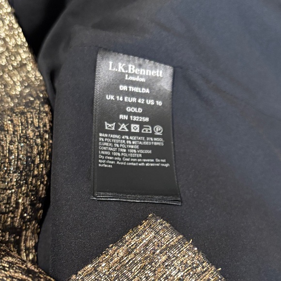 LK Bennett Black and Gold Mini Dress - Picture 6 of 7